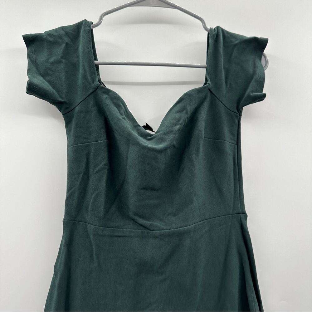 Lulus How Much I Care Dark Green‎ Off-the-Shoulder Ruffle Hem Midi Dress Sz S - Picture 4 of 12